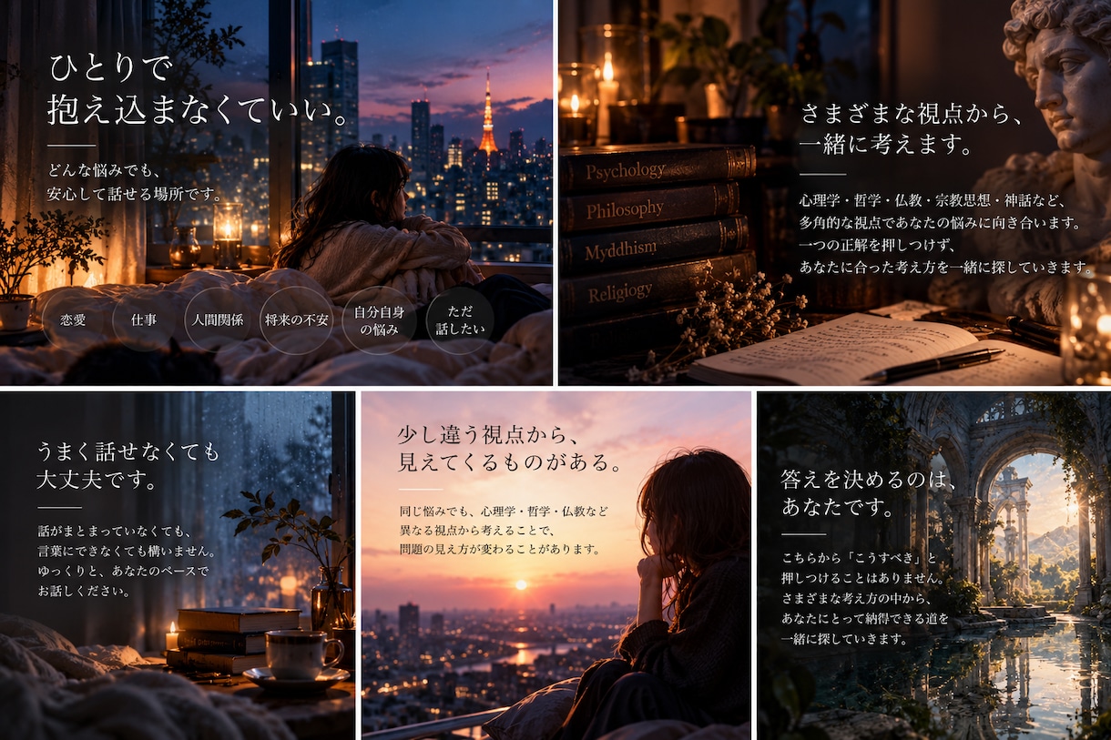 心理学、宗教哲学の観点からアドバイスします あなたの不安を解決するために色々なアプローチができます。 イメージ1