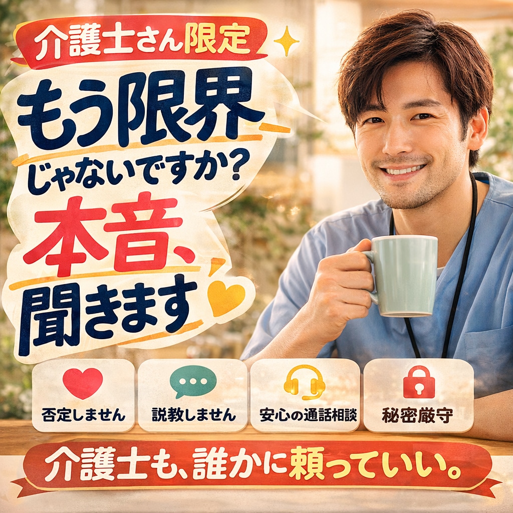 介護士さん限定職場の悩み人間関係の本音を聞きます 介護現場経験者が本音に寄り添います イメージ1