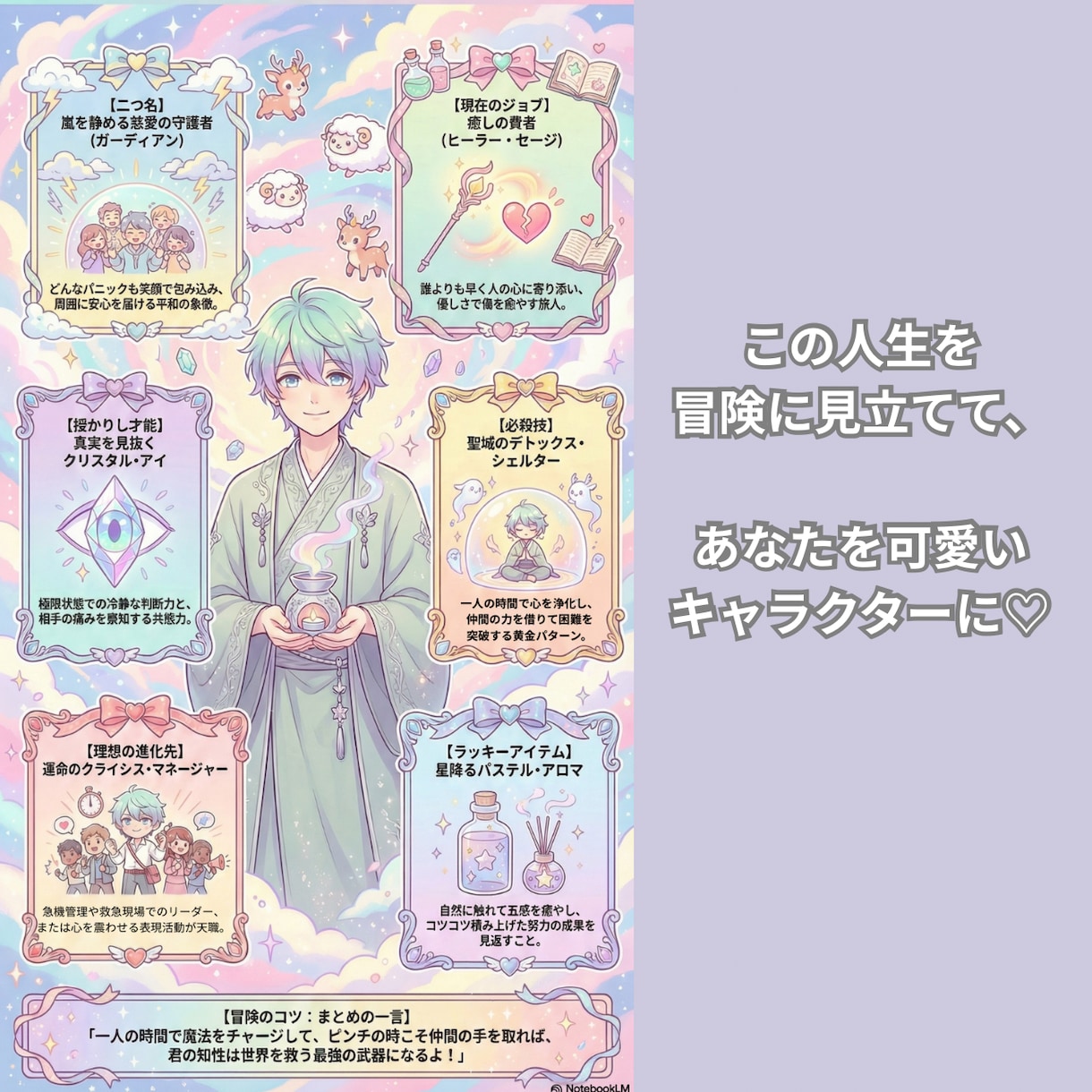 才能を画像に✨魂の冒険者プロフィールを届けます 生年月日で資質鑑定✨真の姿を占い、絵とメッセージで可視化❤️ イメージ2