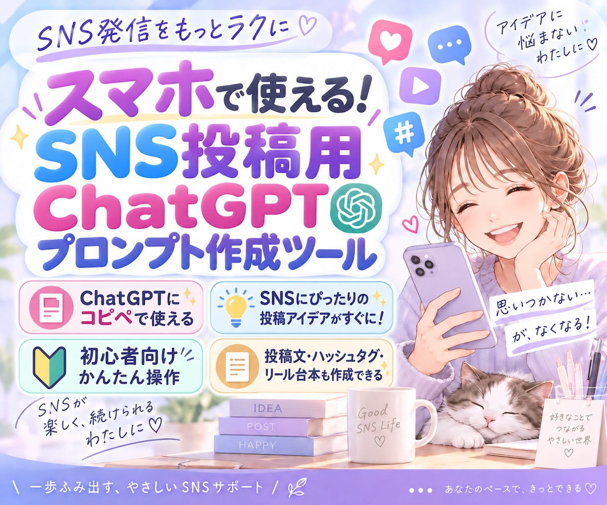 SNS投稿で使えるプロンプト作成ツールを提供します 投稿からリールまで、SNS発信をもっと簡単に♪ イメージ1