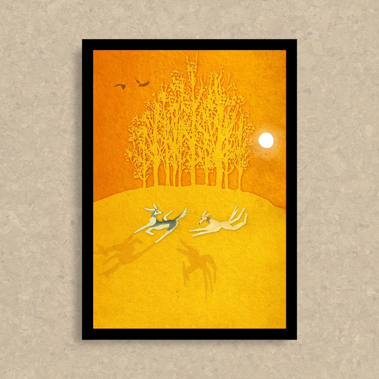 フラットな愛犬の風景画、似顔絵イラストお届けします お届け後すぐ飾れる！A4サイズの印刷物。オシャレなプレゼント イメージ1