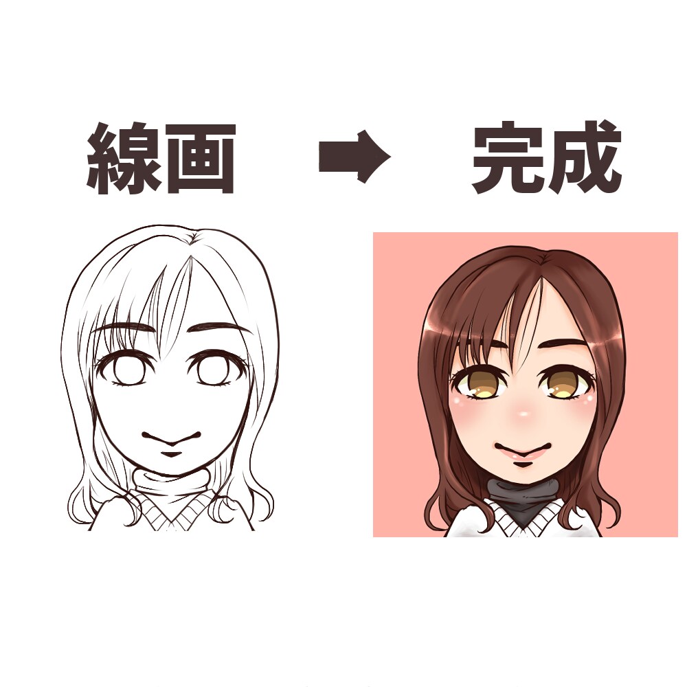 ゆるっとデフォルメした似顔絵アイコンお描きします ココナラやTwitter、FB、ブログプロフィールに最適です イメージ3