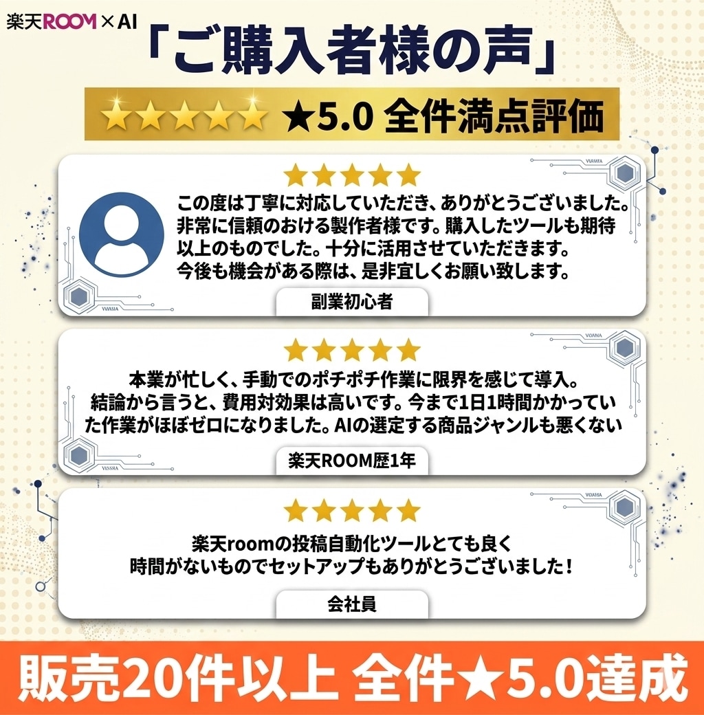 楽天ROOMの自動投稿アプリを提供します 探す・書く・投稿するを、AIでまとめて自動化 イメージ6