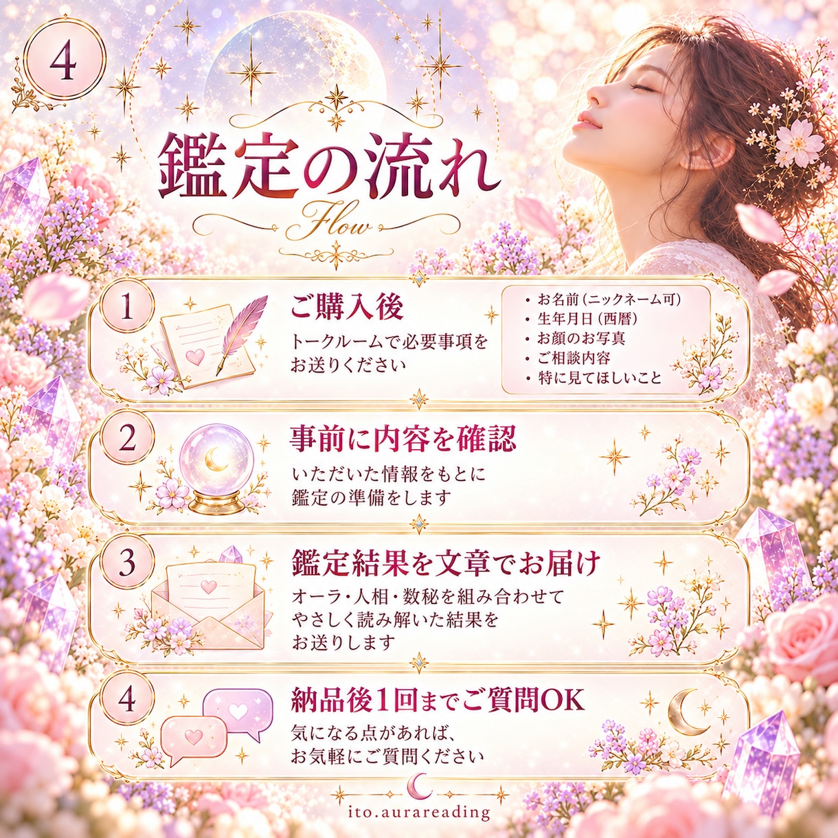 オーラ×人相×数秘であなたを読み解きます 電話なし◎文章でゆっくり受け取れる総合鑑定 イメージ4