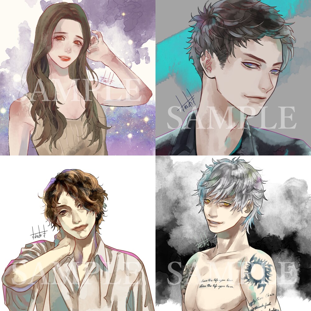 オシャレなSNSアイコン/イラストを制作致します 透明感のある美しいタッチをご希望の方に イメージ5