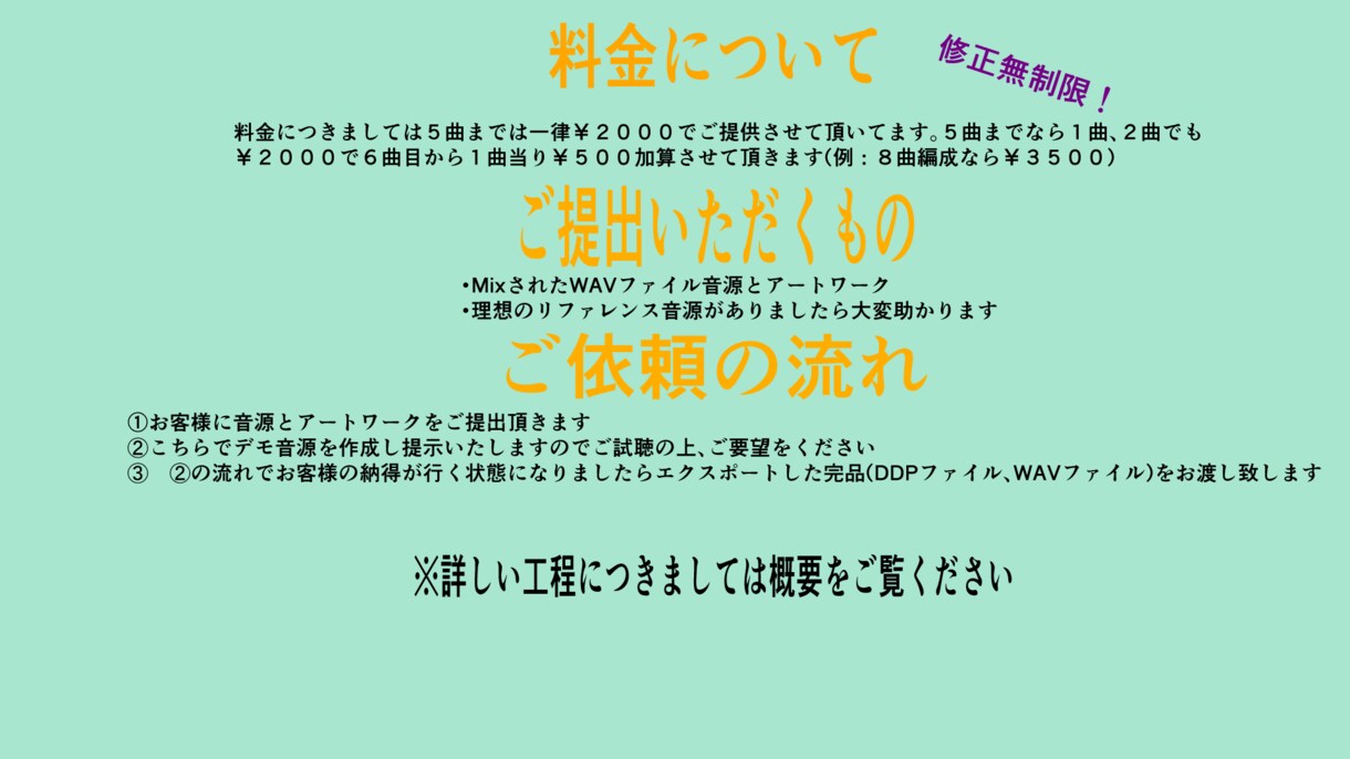 Mixされた音源のマスタリング承ります 5曲までで三千円！お安く承らせてもらいます イメージ2