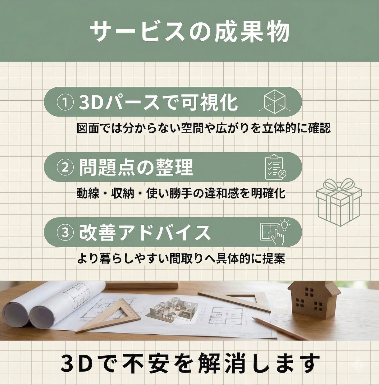間取り悩み相談！3Dパースで不安箇所を徹底解消ます 間取りの違和感を3Dで見える化解消 イメージ3