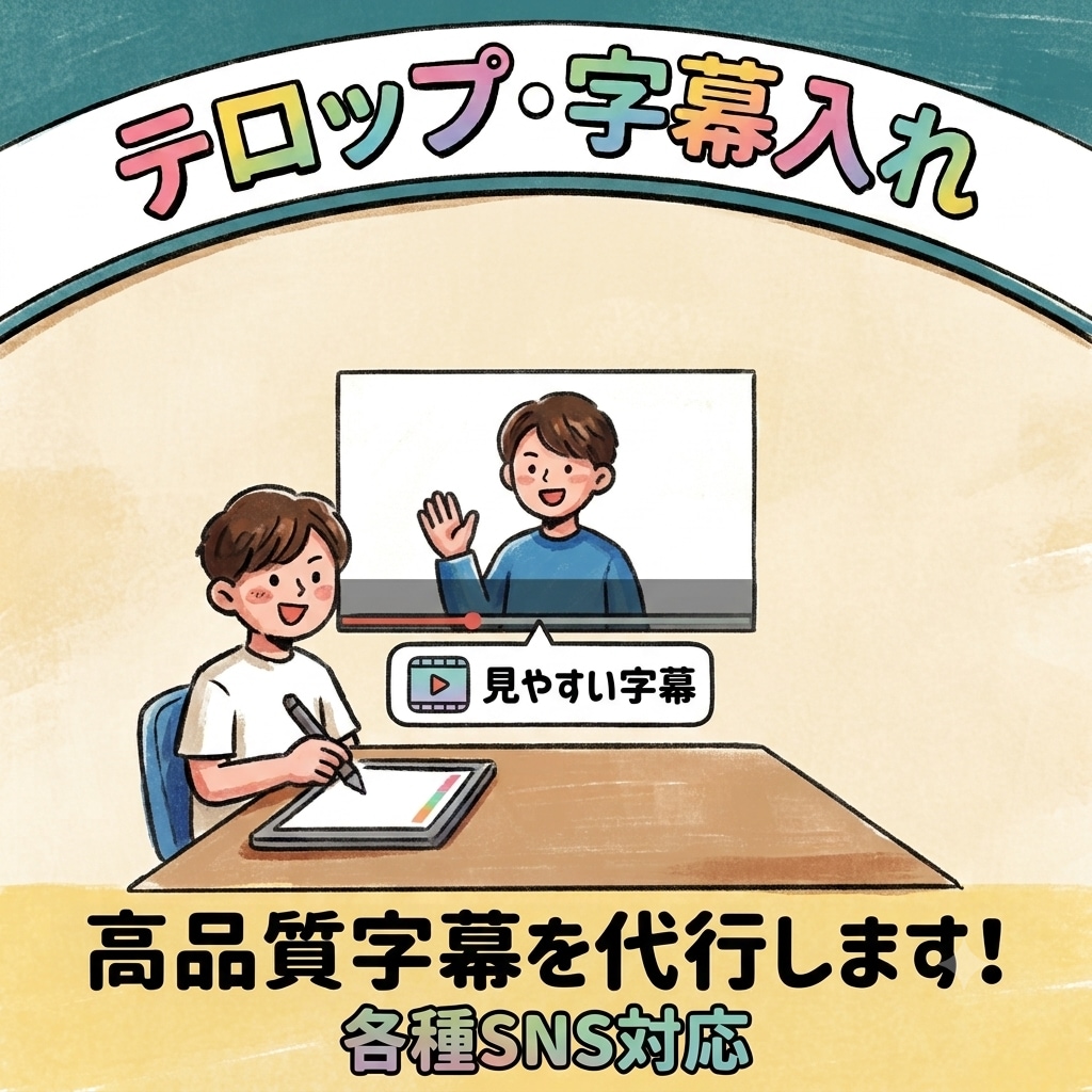 Adobeで制作！テロップ・字幕入れを代行します ​テロップ特化だからスピーディ！即日納品もご相談可能です イメージ1