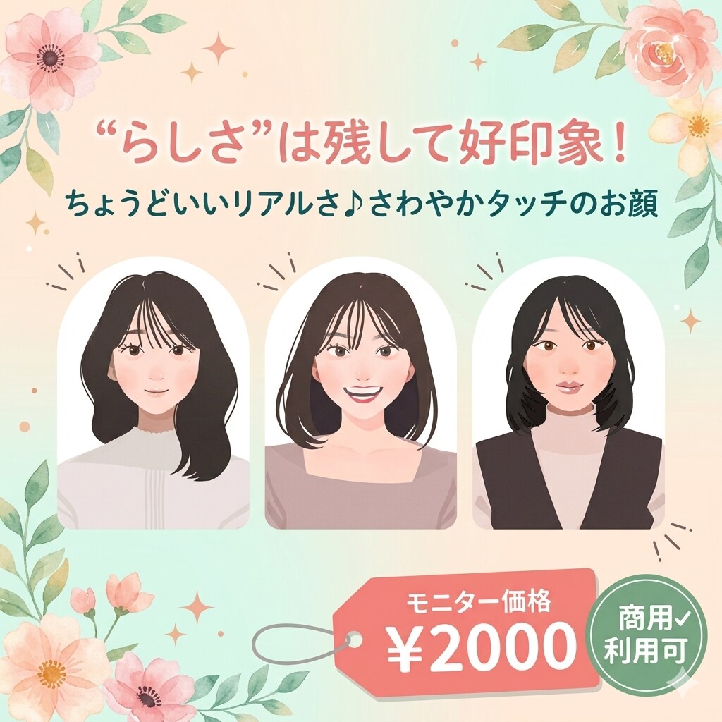 ちょうどいいリアルさ♪さわやかタッチでお顔描きます 「わたしらしさ」は残して好印象！ イメージ1