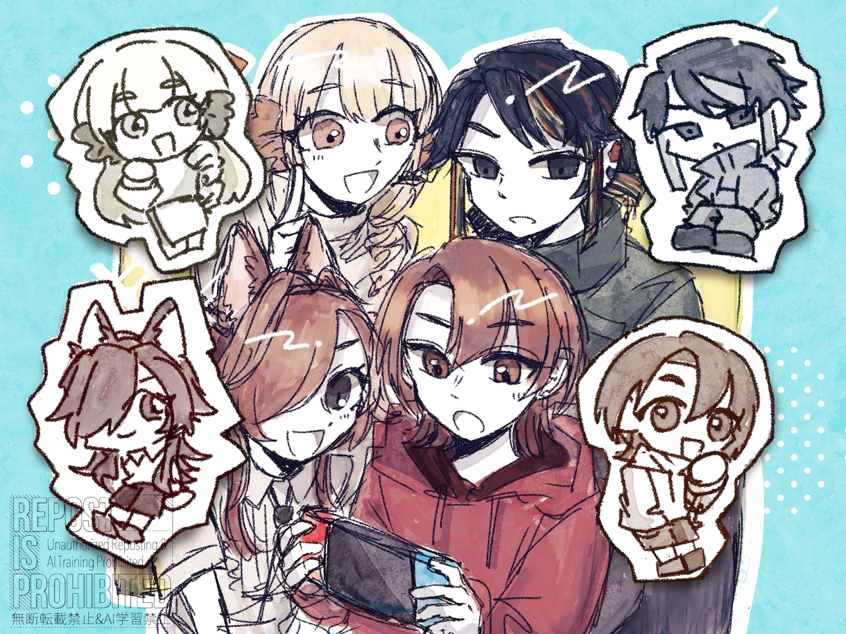 ラフな簡易詰め込みイラスト制作します マーカーペンのようなアナログタッチでうちよそや創作を描きます イメージ2