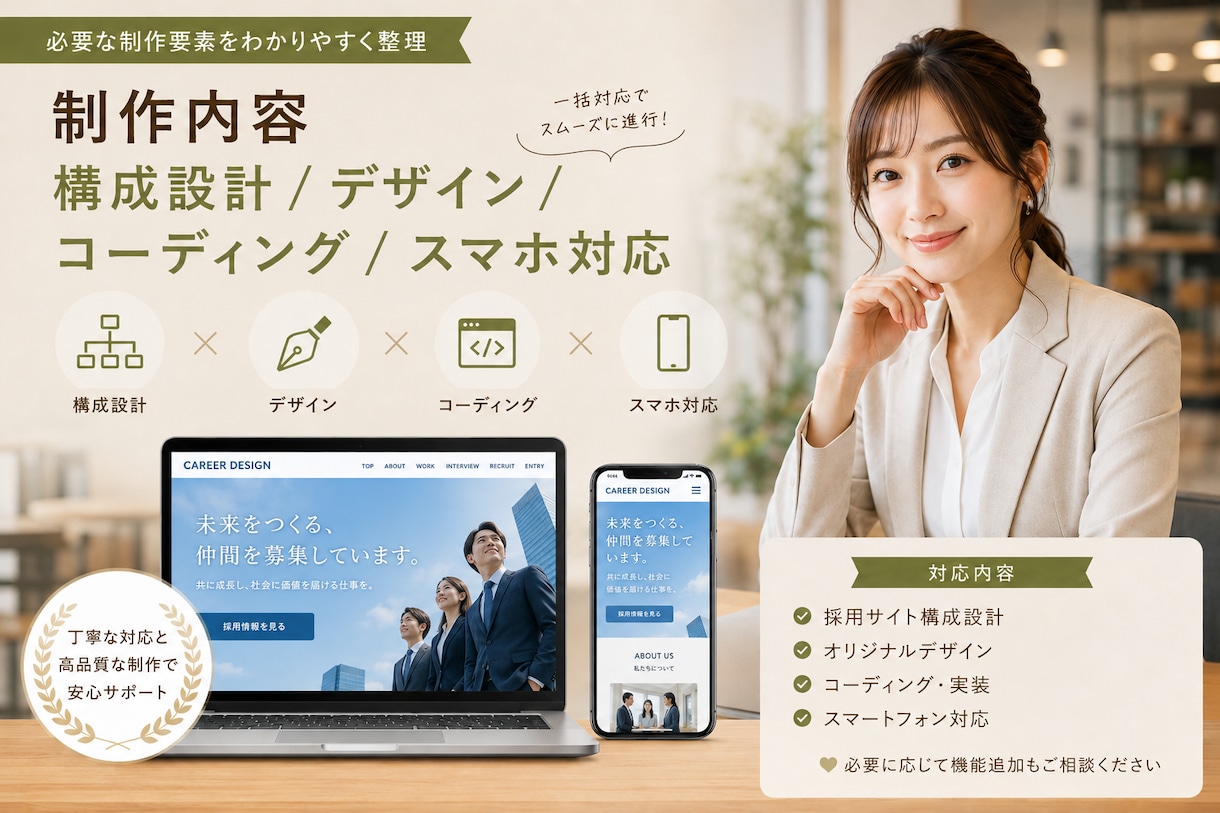 魅力が伝わる採用サイトを丁寧に制作します 応募につながる採用サイトをデザインから構築します イメージ2