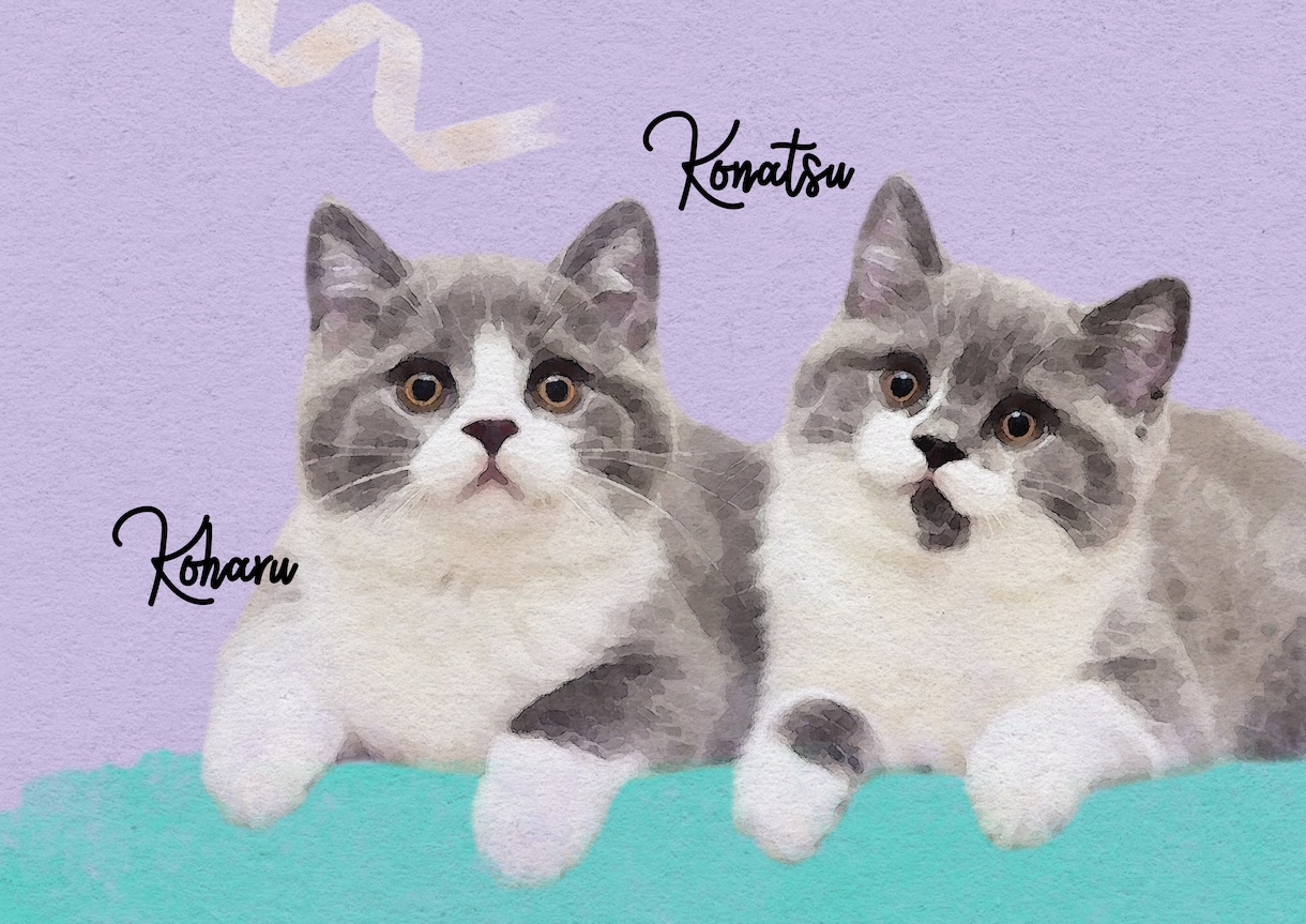 ペットをイラストに致します ペットの写真が水彩画風の似顔絵に♡ イメージ1