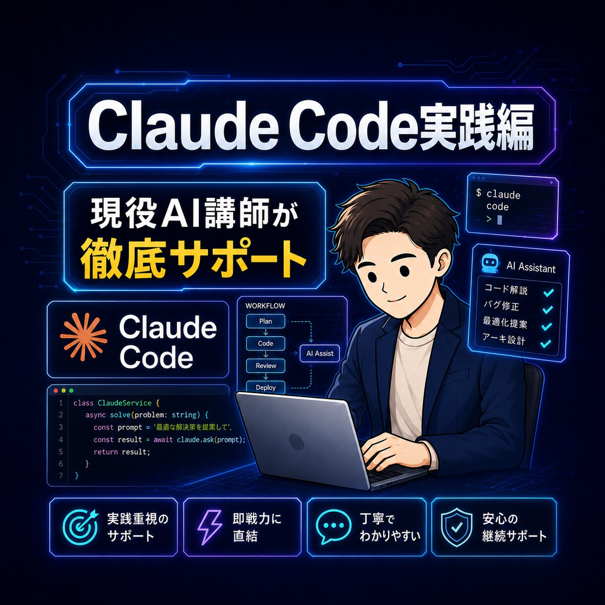 実践編！ClaudeCode活用法1H教えます 現役AI講師が実務で使える活用術をハンズオンでお伝えします イメージ1