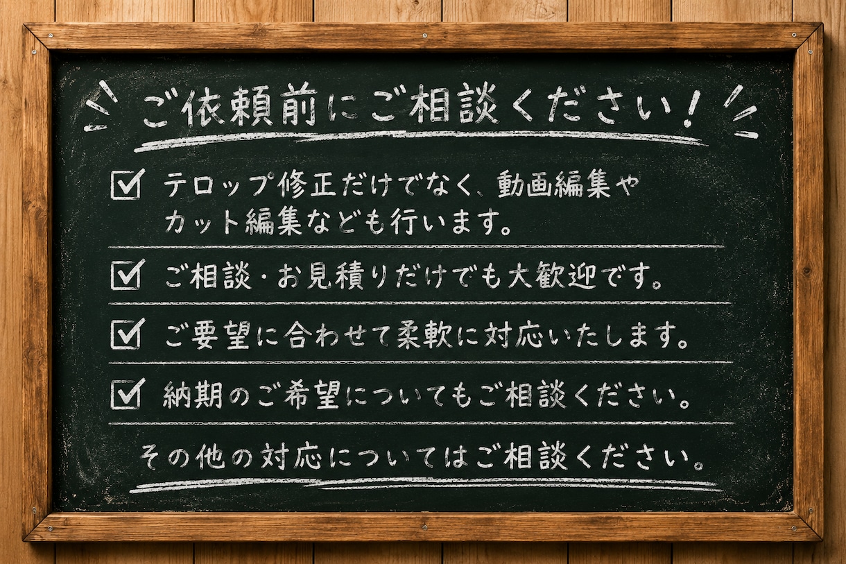 まずはお気軽にご相談ください！ます テロップ制作から動画編集まで柔軟に対応いたします イメージ3