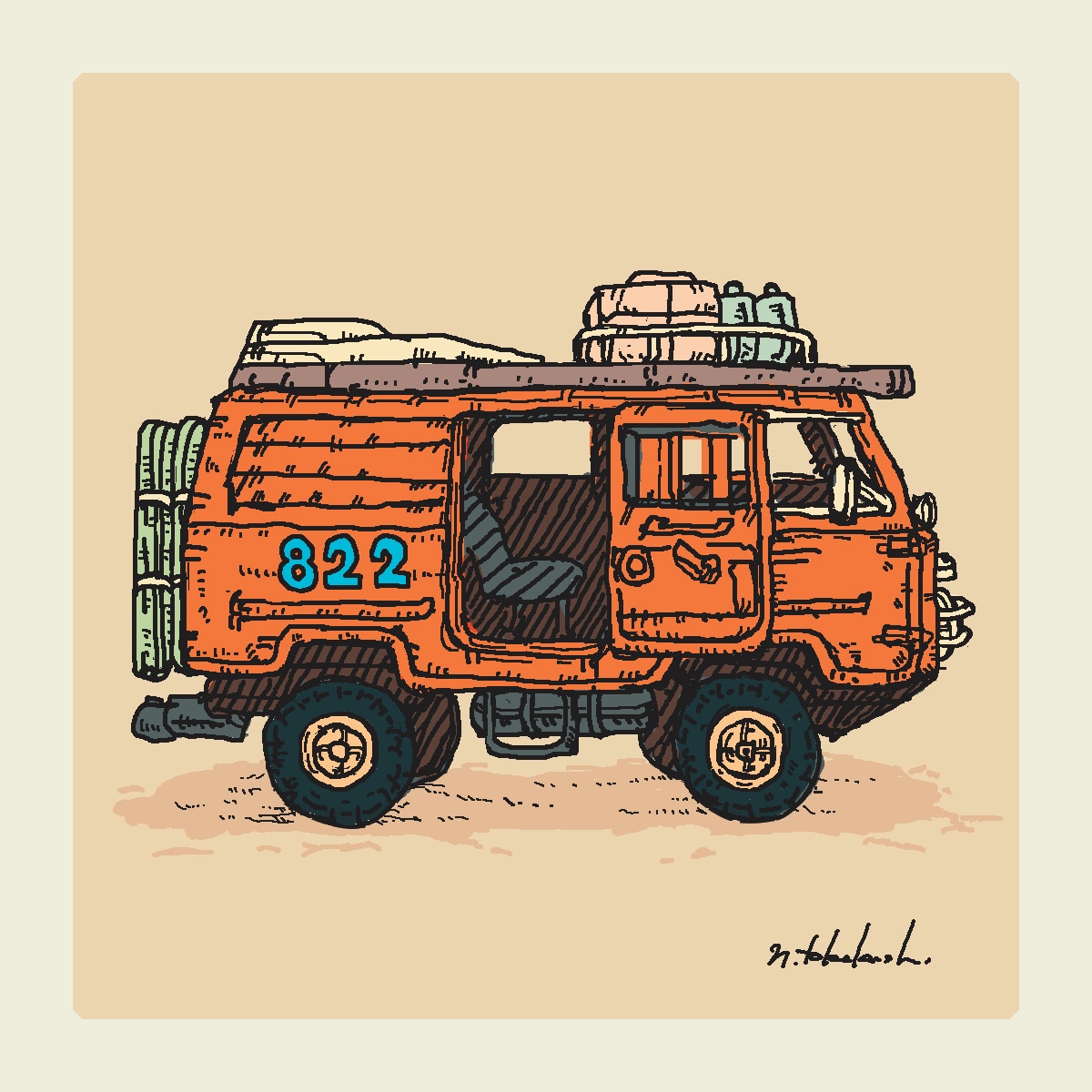 味のあるイラストで描きます 乗り物や動物など、楽しそうな絵を描いています。 イメージ5