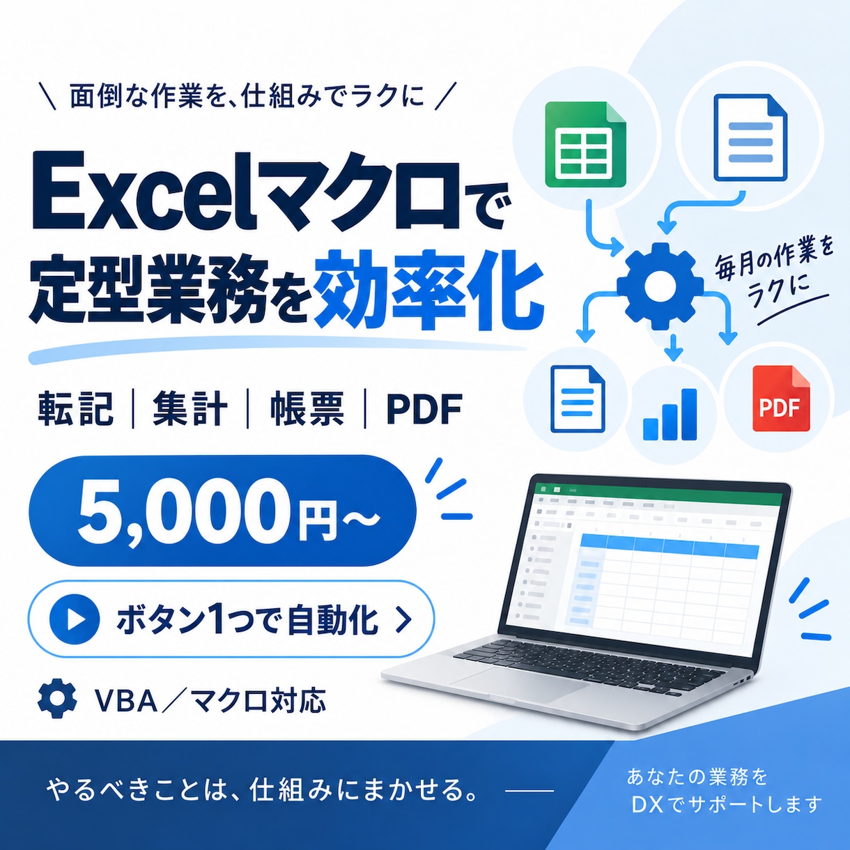Excel VBA・マクロで作業を自動化します 転記・集計・帳票作成をボタン1つで効率化します イメージ2