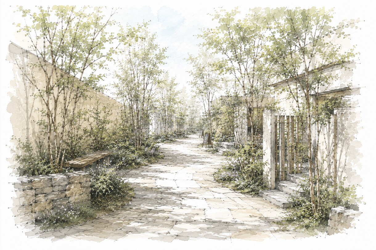 暖かみのある手書き風外観、内観パースを描きます 住宅・店舗を暖かく見せる手書き表現 イメージ5