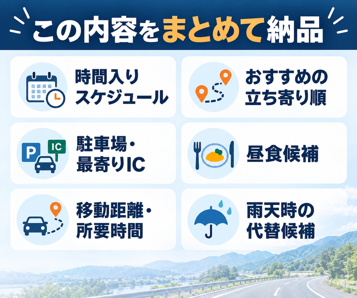 近畿の日帰りドライブプランを作成しますます 道の駅や西国33所などの名所とグルメを軸に行程にまとめます イメージ2