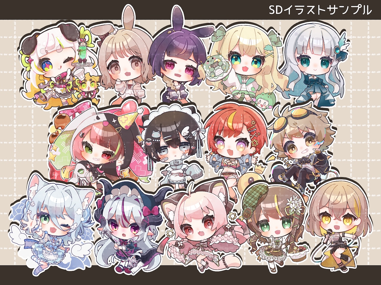 タイプ2種/ちょこんとかわいいデフォルメ描きます グッズやサムネイルなどにもおすすめです！ イメージ4
