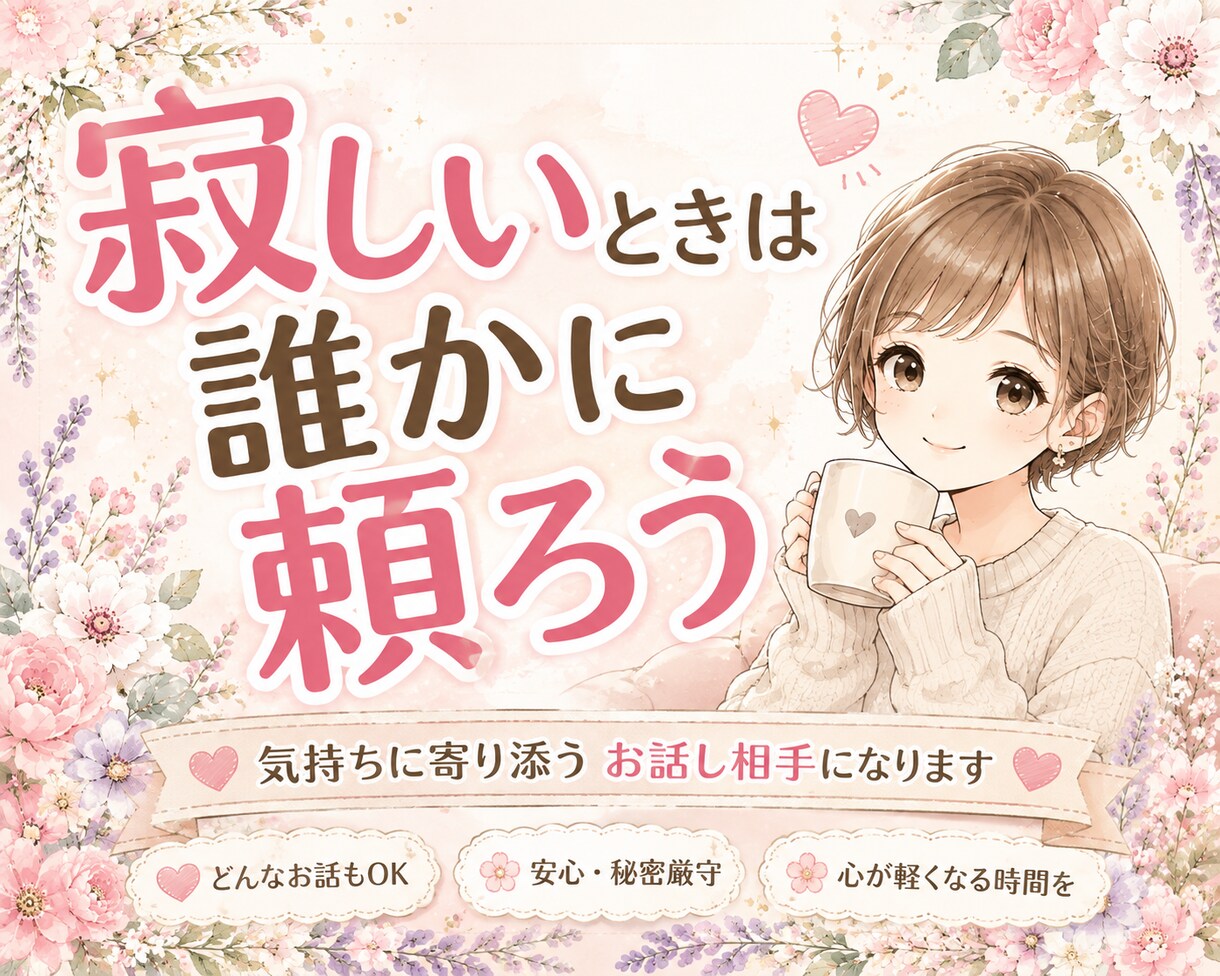 寂しい時間を受けとめます ボイスサンプルあり♪お話したい方へ♪ イメージ1