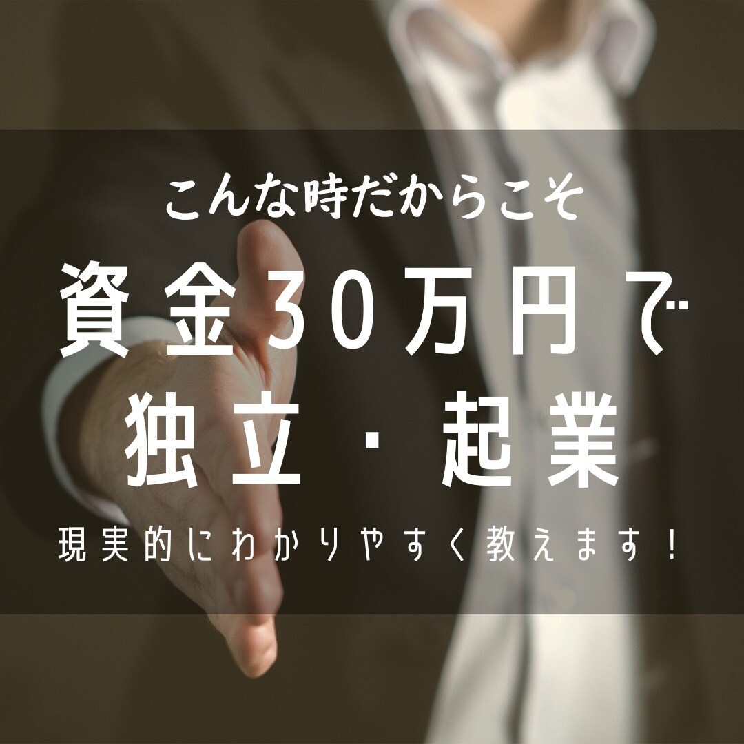 資金３０万円で起業・独立！のコンサル致します コロナ禍の今だからこそ始める起業・独立！自分マッチング！ イメージ1