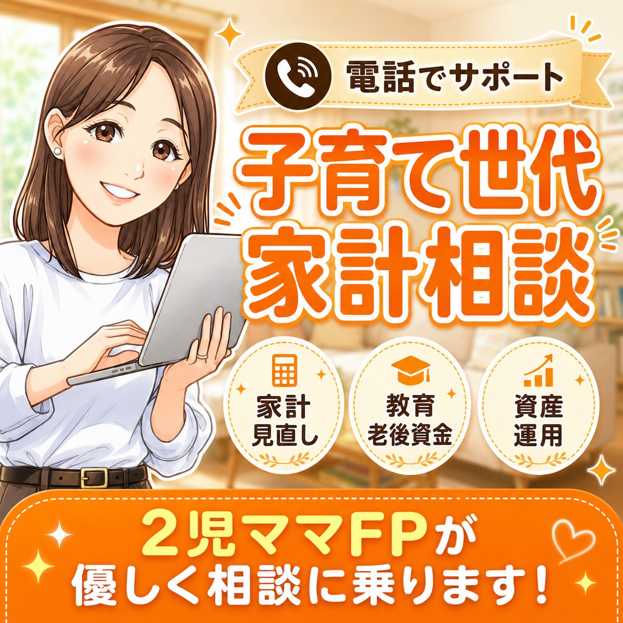 子育て世代の家計相談に乗ります 2児のママFPがお電話にて家計相談乗ります！ イメージ1