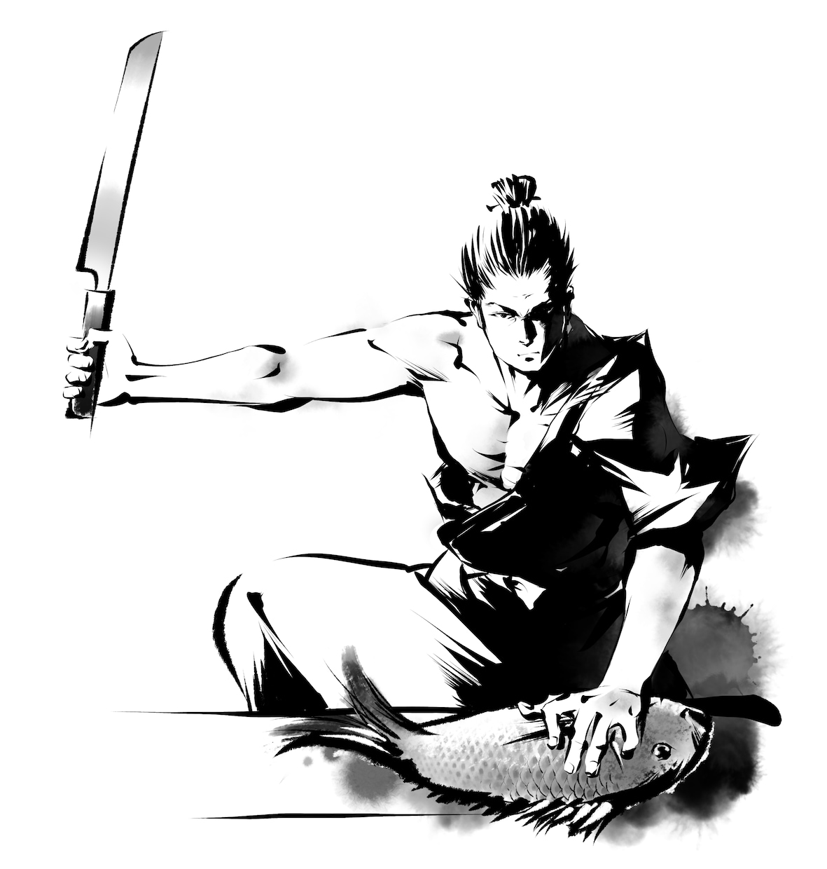 墨絵風イラスト制作いたします 重厚感のある世界観を表現します。サムライ、武士、時代物など イメージ3