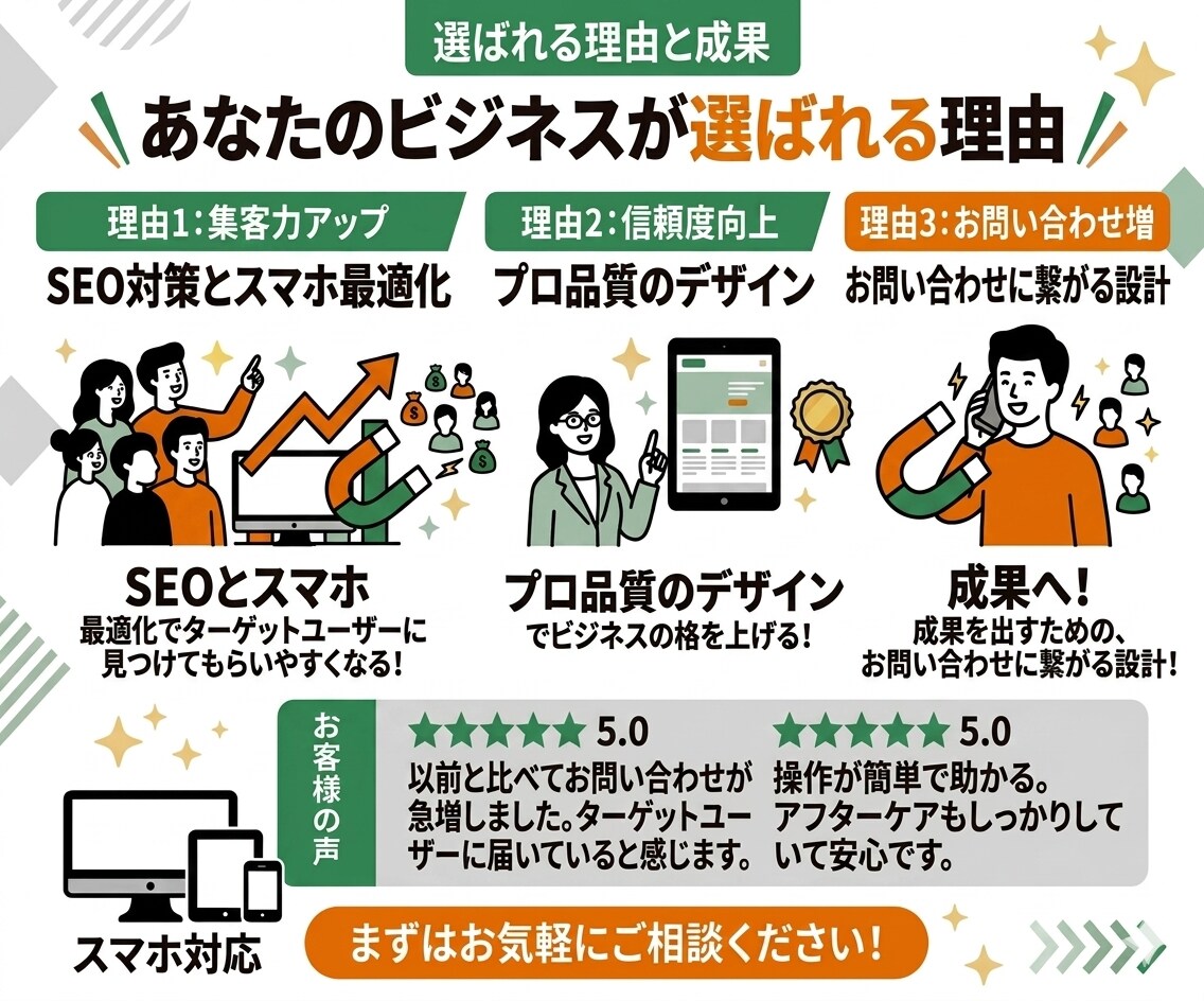 高品質なホームページを作成します シンプル/SEO対策/スマホ対応/おしゃれ/スタイリッシュ イメージ3