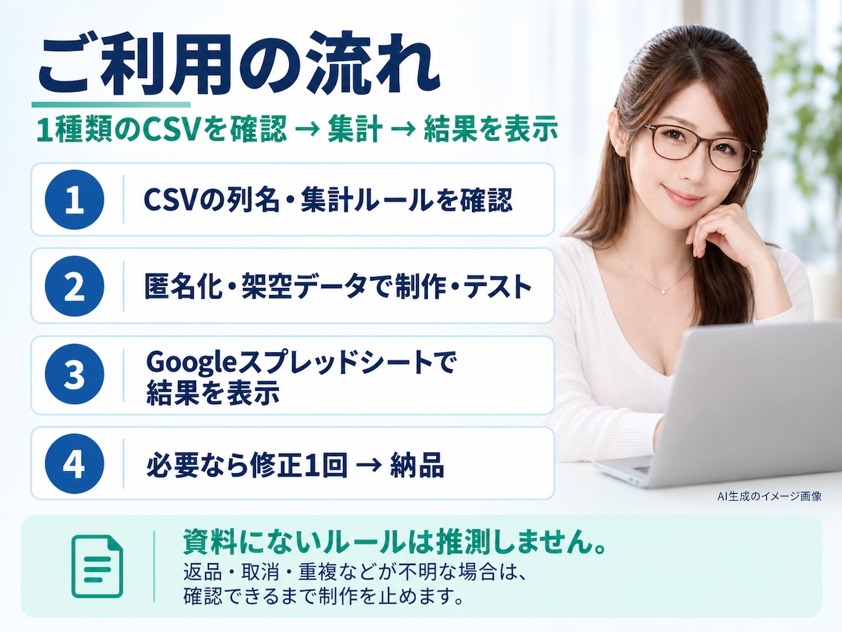 売上CSVの集計を自動化します 1種類のCSVから商品別数量・売上を自動集計 イメージ3
