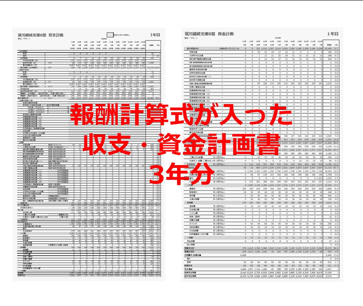 障害福祉サービス収支計画書式31点セット販売します 障害福祉サービスのほとんどが分かります！ イメージ5