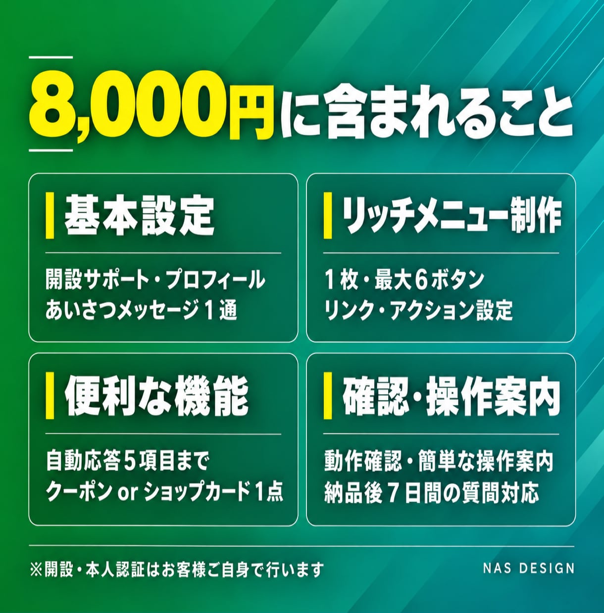 LINE公式アカウントの初期設定・構築を代行します リッチメニュー制作込み｜8,000円で使える状態に イメージ2