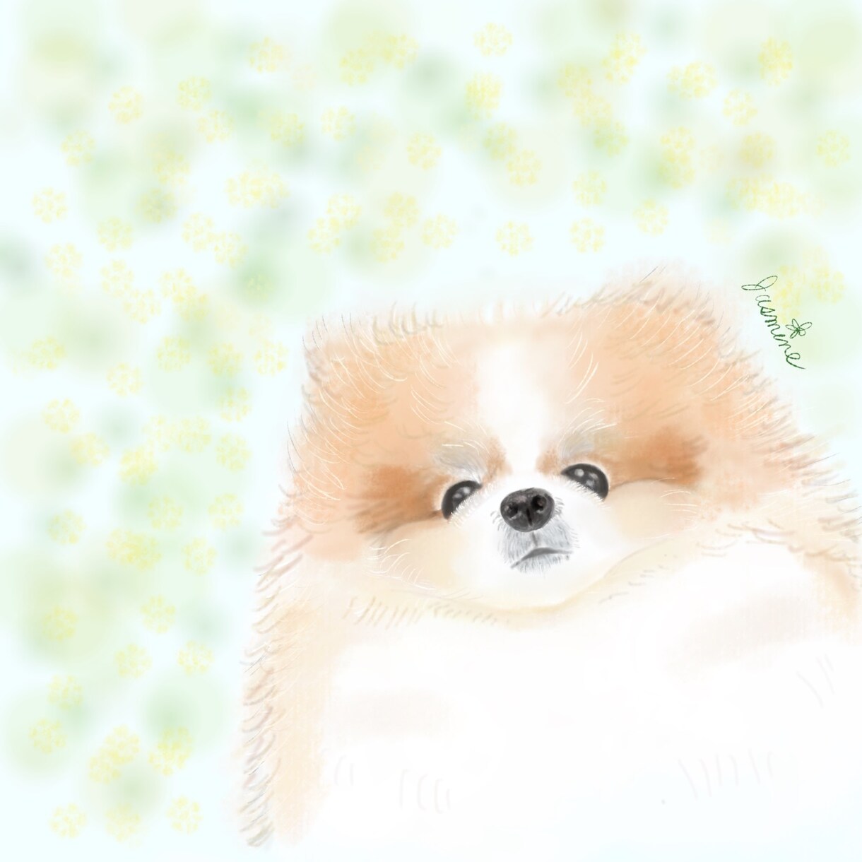 大切なワンちゃんのアートを水彩ペン使って描きます 思い出や性格のカラーを背景に反映させます♡デジタルアート！ イメージ4