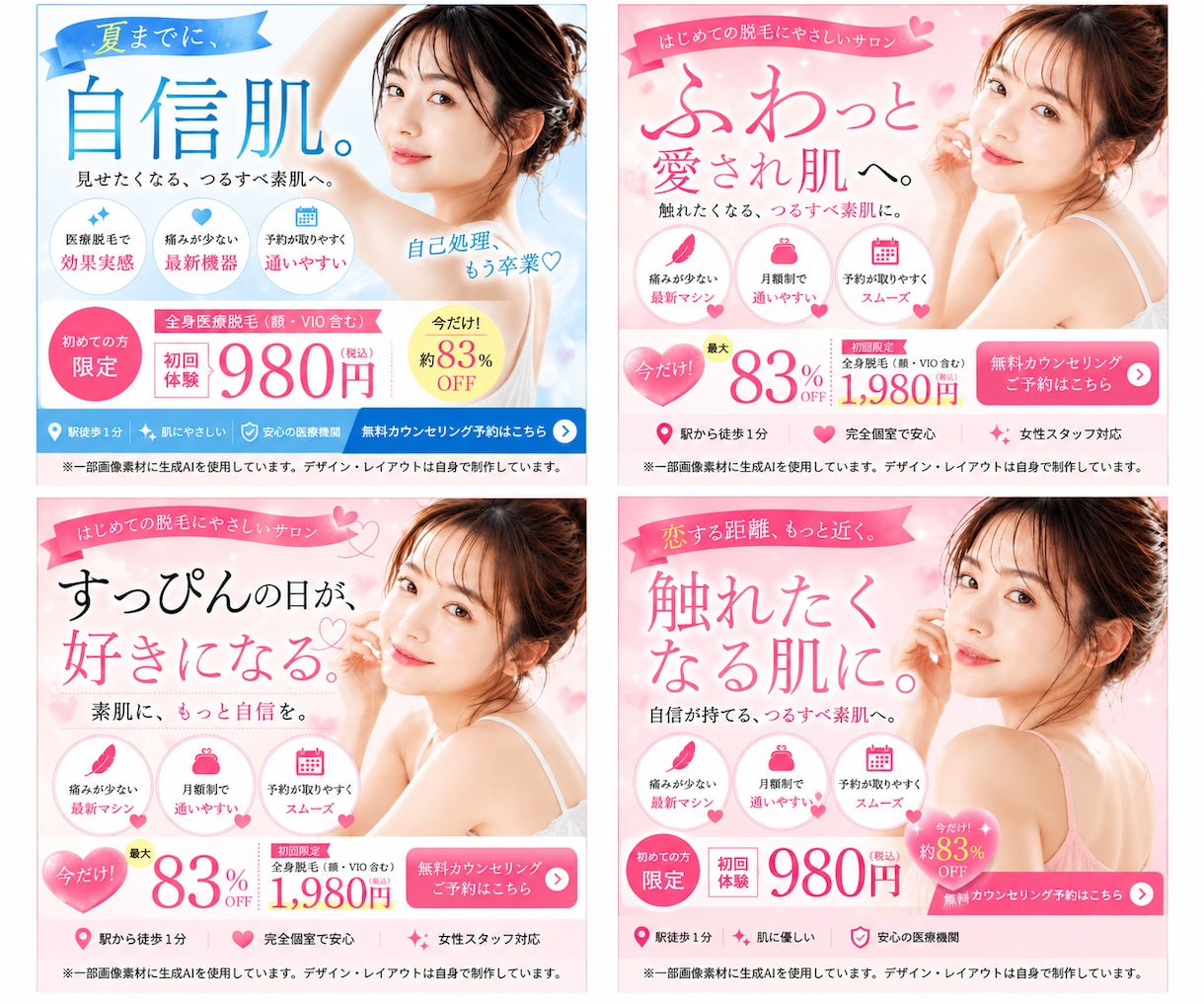 女性向け美容バナーを高見えデザインで制作します 女性向けサービスを高見えバナーで魅力的に イメージ4