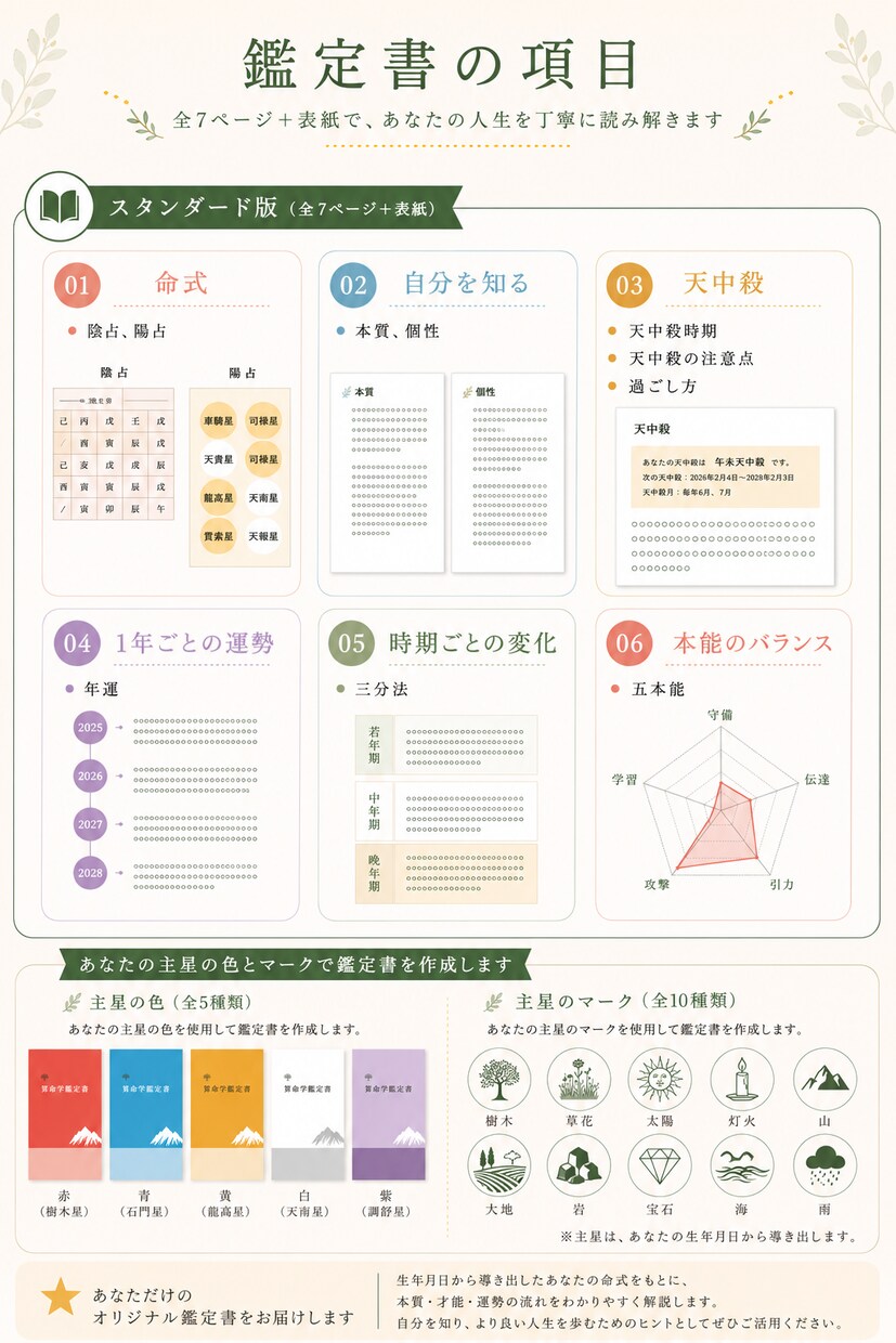 あなたの人生を読み解く「算命学鑑定書」作成します 算命学歴10年以上！あなたの星から人生のヒントをお届けします イメージ2