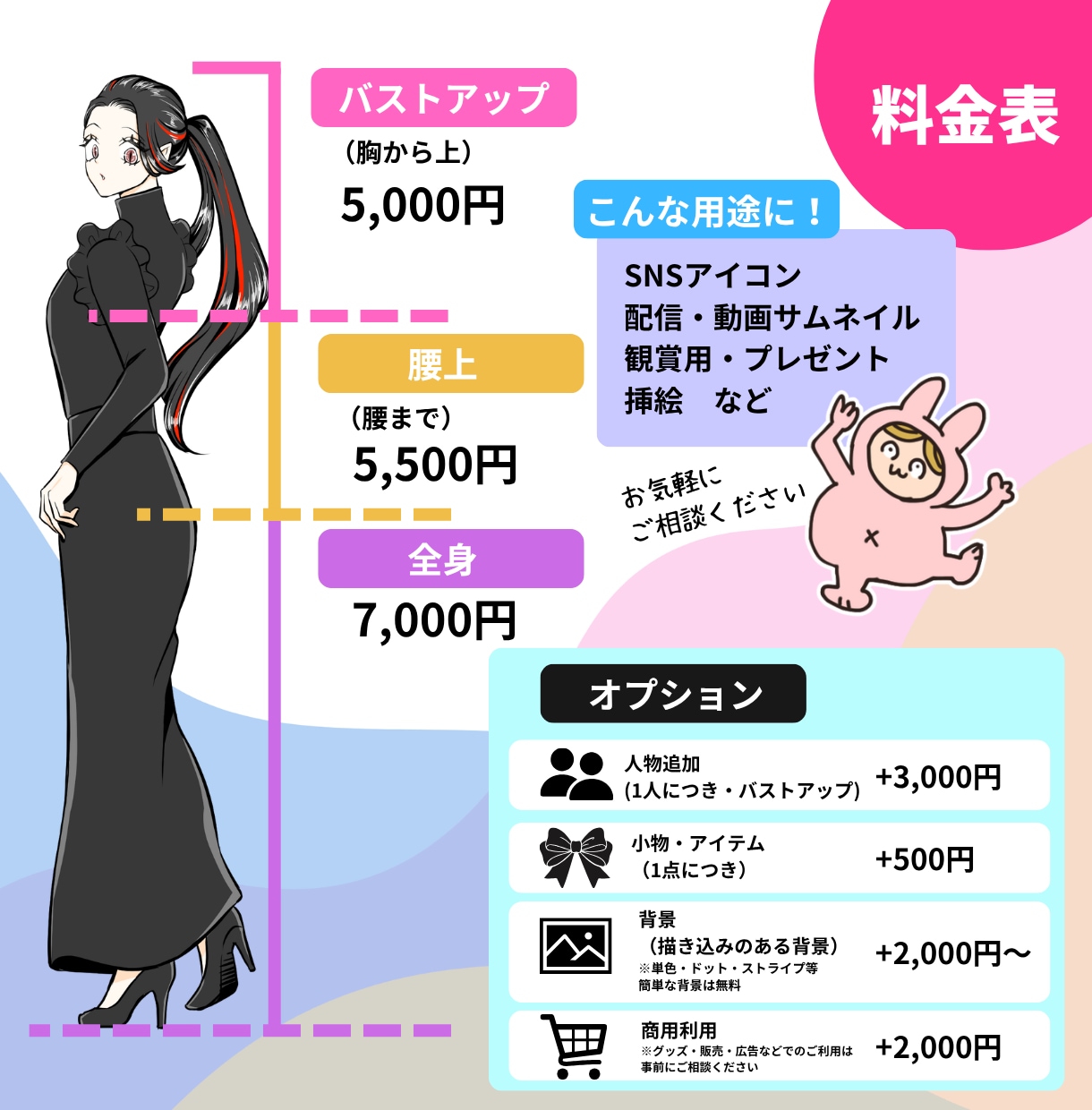 オリキャラ・アイコン等のイラスト描きます 観賞用・スマホ壁紙・挿絵など、ご要望に合わせて制作します！ イメージ2