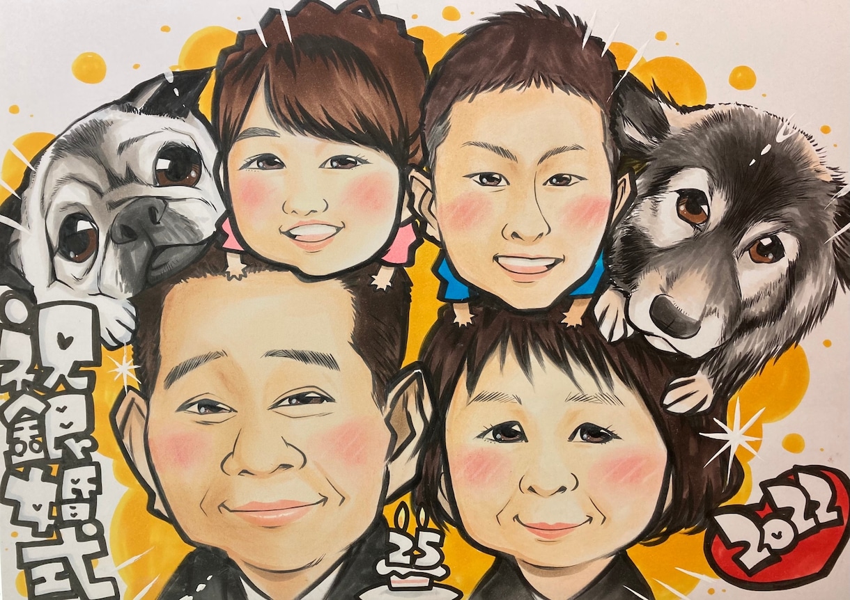 集合似顔絵描きます 大人数似顔絵、何人でも描きます。 イメージ2
