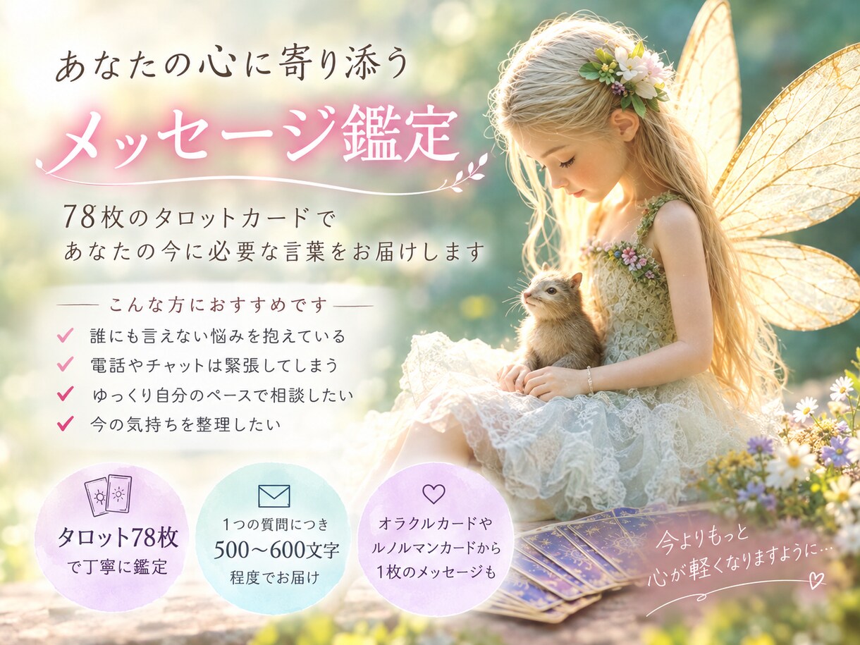 さくっと鑑定　恋愛仕事⭐︎質問3つまでお受けします 1つの質問にタロット1枚アドバイス付2000文字程度で返信 イメージ1