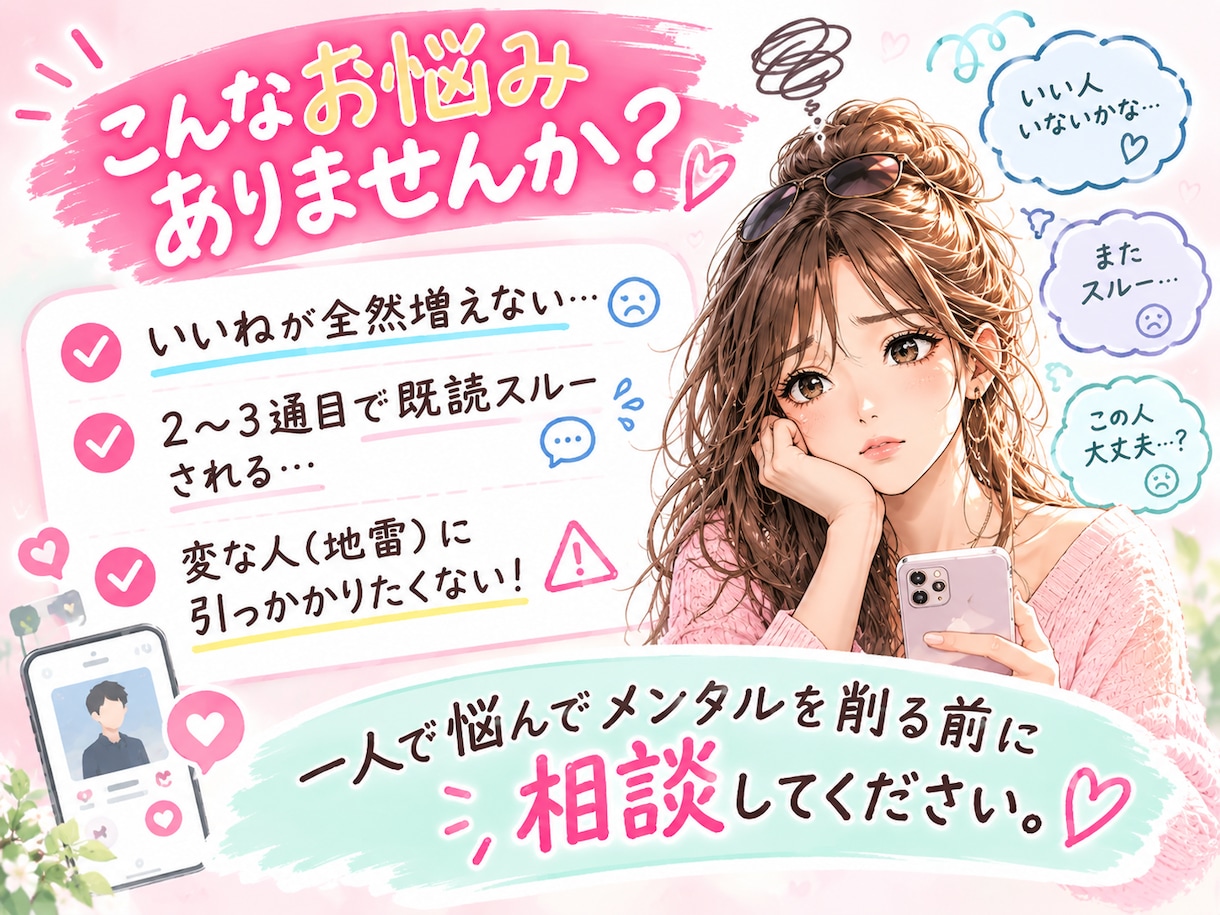 アプリの保健室が写真プロフ徹底添削＆危険回避します 気軽に相談しにくいアプリの悩みお任せ♡今だけ限定1000円 イメージ2