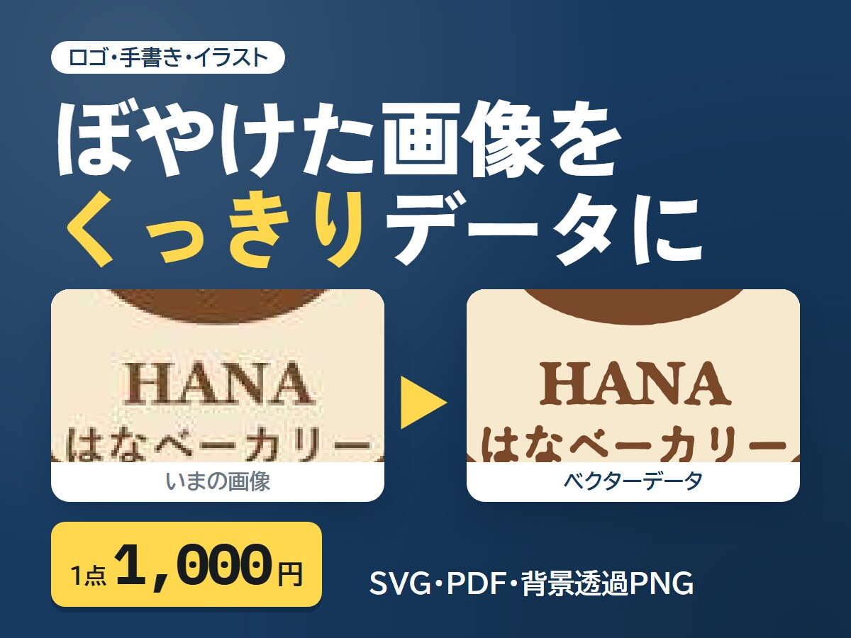 ロゴ・手書き画像をベクター化・データ化します トレースで印刷用に｜SVG・PDF・背景透過PNGでお渡し イメージ1