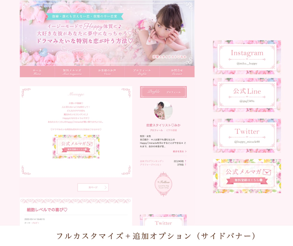 女性心を掴む♪大人可愛くアメブロカスタマイズします フェミニン・上品・綺麗め・ママ向けのデザインはお任せください イメージ5