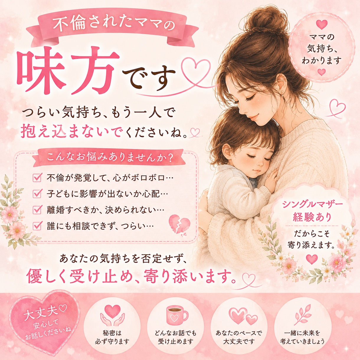 裏切りで壊れそうな心、私が受け止めます 裏切られた痛みは経験した人にしか分からない。何でも話して。 イメージ1