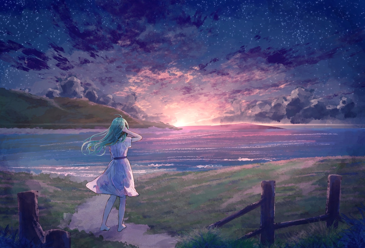 一枚絵・風景・人物・背景・イラストを制作いたします ＊儚くて綺麗なイラストをお届け＊ イメージ7