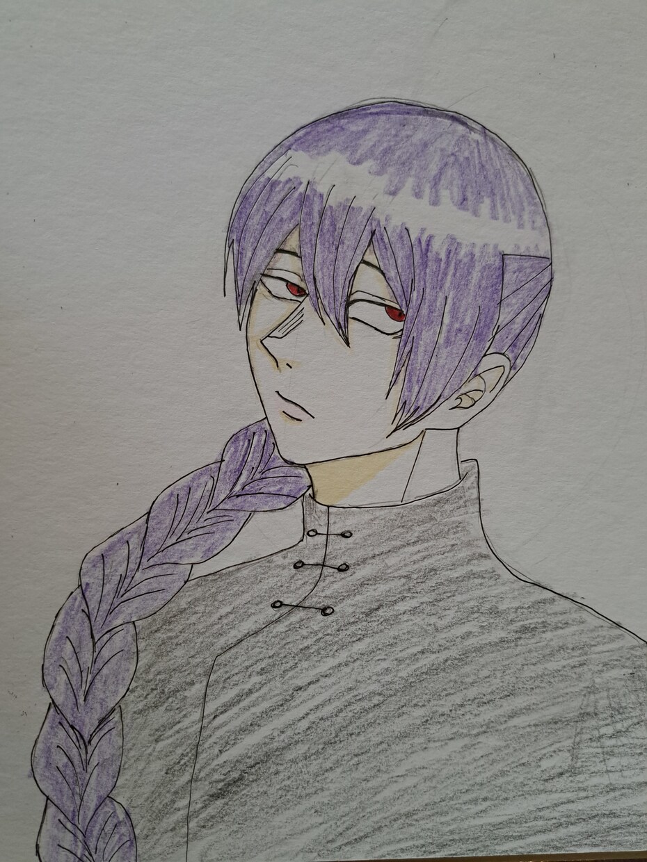 イラスト好きさんの要望へ添って描きます 三つ編み、チャイナ服、赤い瞳の男の子 イメージ1