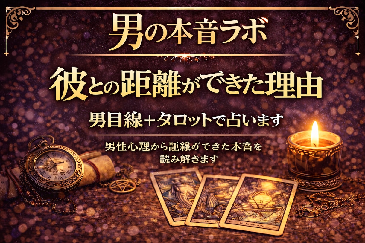 彼が距離を置く理由を男目線＋タロットで占います 男性が距離を置く本当の理由を男性心理から読み解きます イメージ3