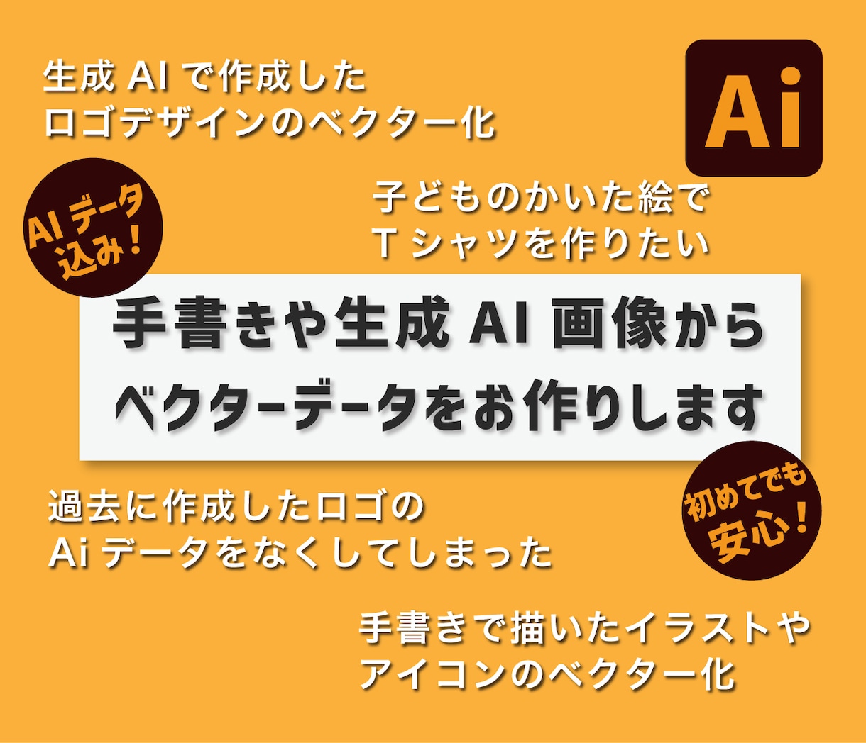 生成AIや手描きイラストをベクター化します お客様の手書きイメージをしっかりとしたロゴデータにします。 イメージ1