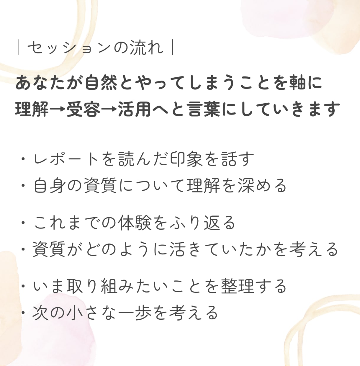 あなたの強みを、日常と人間関係に落とし込みます 一緒に“らしさ”を見つけて無理のないふるまいにつなげましょう イメージ4