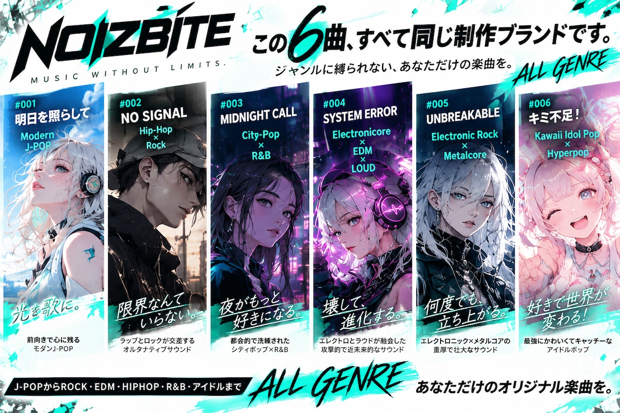 こんな曲が欲しいをオリジナル楽曲にします J-POP・ROCK・アイドル・EDMまでジャンルに縛りなし イメージ2