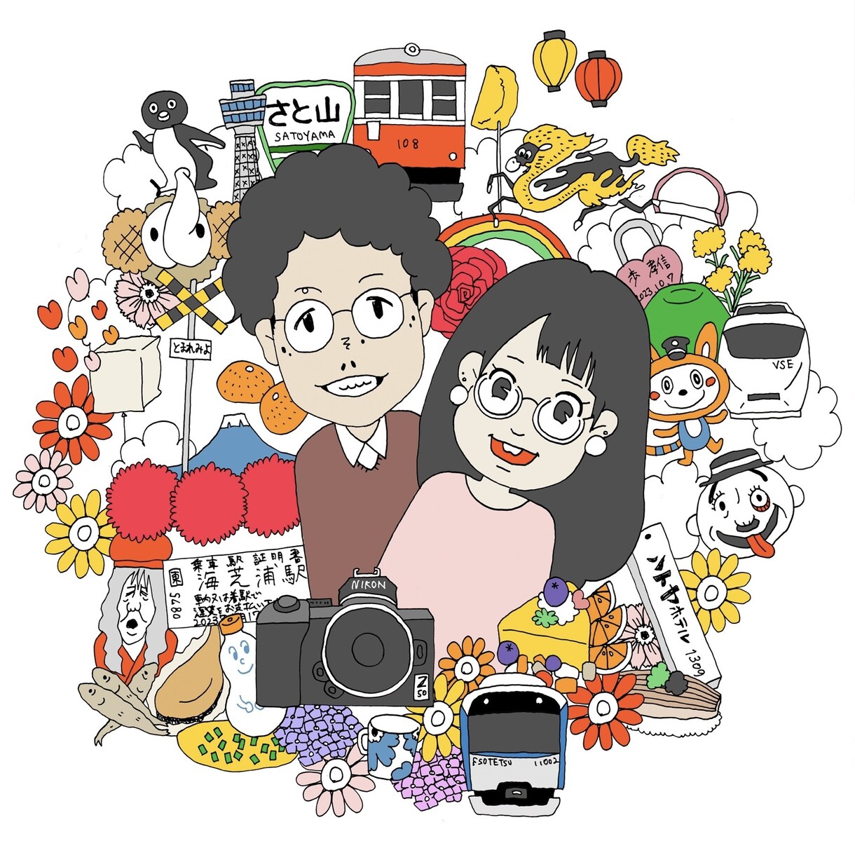 似顔絵×思い出×婚姻届　デザイン制作します 思い出30個以上全部盛り。SNSで使えるアイコン付き イメージ5