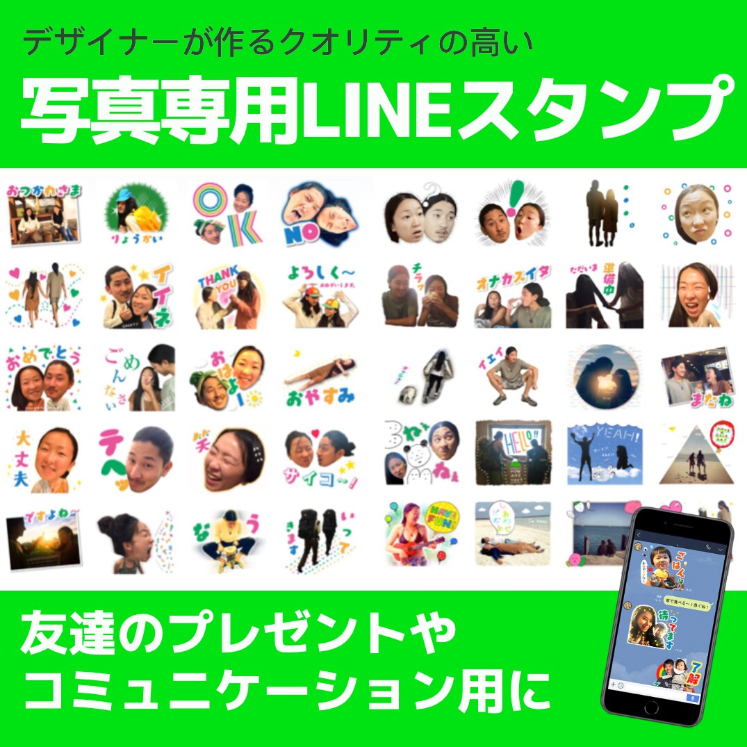写真を使った写真専用LINEスタンプ制作いたします デザイナーが作るクオリティの高いラインスタンプ★ イメージ6
