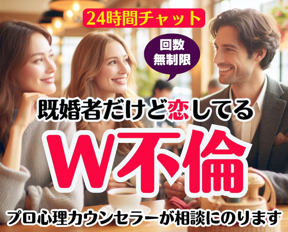 Ｗ不倫❤️既婚者同士の禁断の恋❗秘密悩み❗聞きます 恋愛浮気愚痴片思い❗彼氏・男の本音男性心理❗チャット人生相談